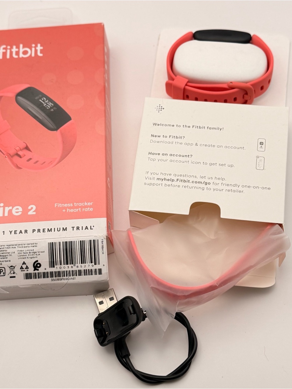 Fitbit Inspire 2, Pink And Black, Full Set,  Tested, Charger Included
